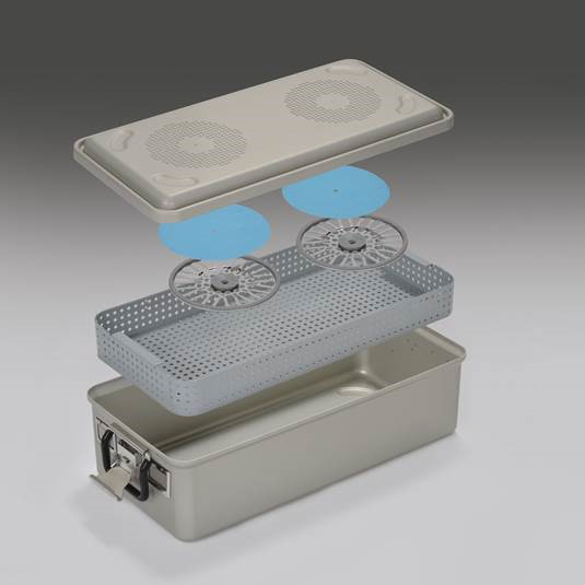 Rigid reusable sterilization container