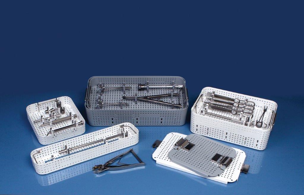 different styles of modular sterilization medical containers
