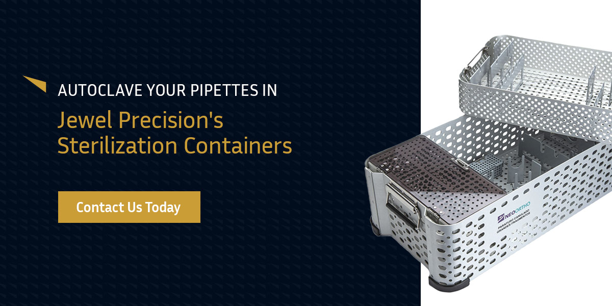 Autoclave pipette tips in Jewel Precision's sterilization containers